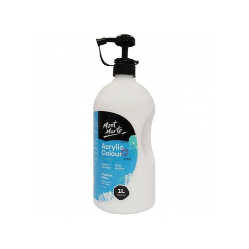 Mont Marte Acrylic Paint 1 Litre Pump Bottle - Titanium White