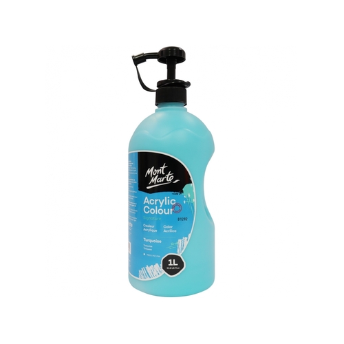 Mont Marte Acrylic Paint 1 Litre Pump Bottle - Turquoise