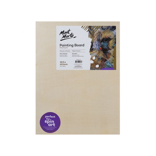 Mont Marte Wooden Painting Board 40.6cm x 30.5cm, MDF Smooth Plywood Surface