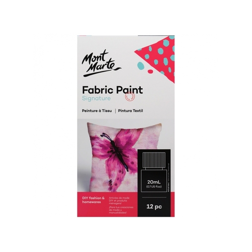 Mont Marte Fabric Paint Set 12pc x 20ml Tubs DIY Fashion