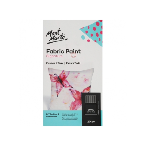 Mont Marte Fabric Paint Set 20pc x 20ml Tubs DIY Fashion