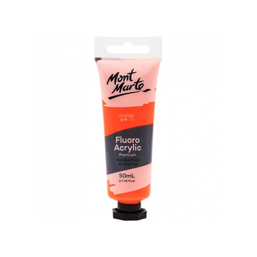 Mont Marte Fluoro Acrylic Paint Tube 50ml - Orange Glow