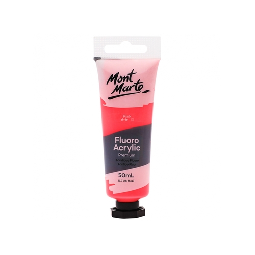 Mont Marte Fluoro Acrylic Paint Tube 50ml - Pink Glow