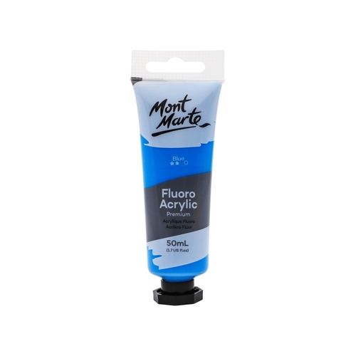 Mont Marte Fluoro Acrylic Paint Tube 50ml - Blue Glow