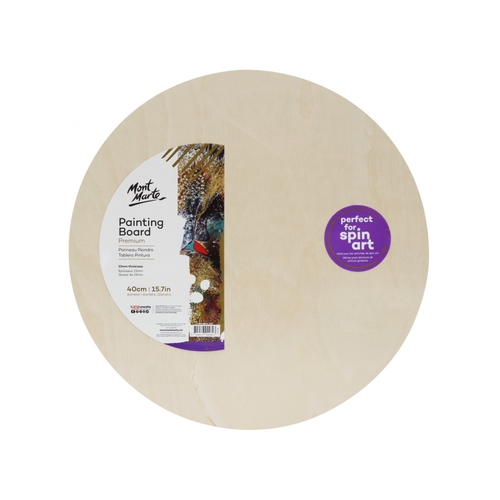 Mont Marte Wooden Painting Board 40cm Medium Round, Plywood & MDF