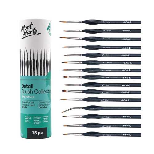 Mont Marte Detail Brush Collection 15pce, Artist Paint Brush Set