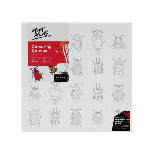 Mont Marte Colouring In Canvas Insects & Bugs 30cm Stretched Frame DIY Painting
