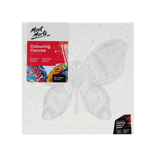 Mont Marte Colouring In Canvas Butterfly #2 30cm Stretched Frame DIY Painting