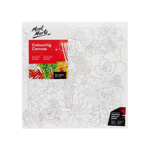 Mont Marte Colouring In Canvas Garden Plants 30cm Stretched Frame DIY Painting 2