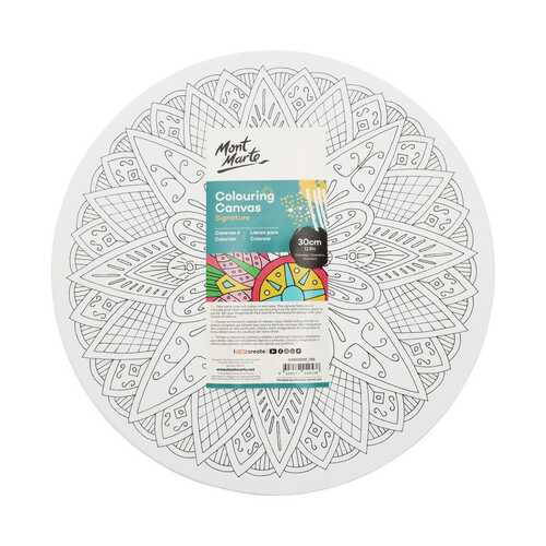 Mont Marte Colouring In Canvas Mandala Sun 30cm Stretched Frame Round Circle