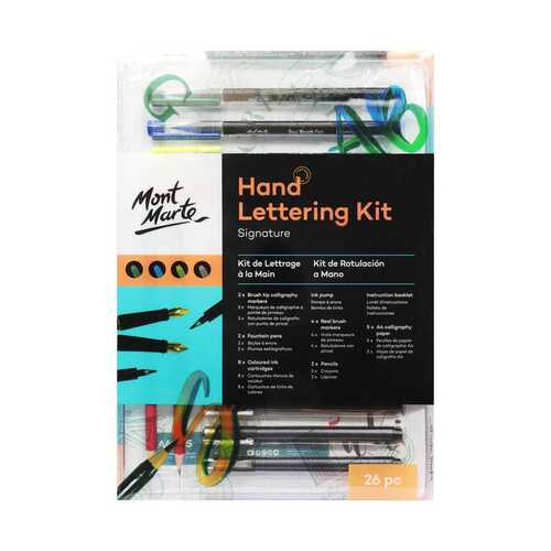 Mont Marte Hand Letter Kit 26pce Set Calligraphy, Fountain & Ink Cartridges