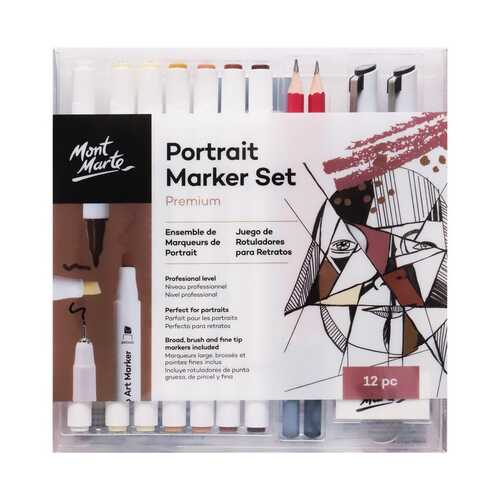 Mont Marte Portrait Alcohol Marker Set 12pce Premium Pens & Liners