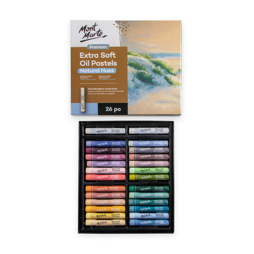 Mont Marte Extra Soft Oil Pastels Natural Hues Colours 26pce Artist Quality