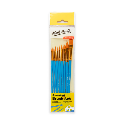 Mont Marte Mixed Paint Brush Set 10pce Beginner Brushes Set