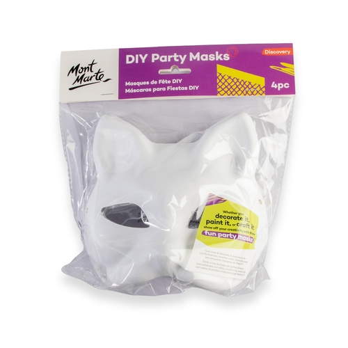 Mont Marte Cat DIY Party Face Masks 4pce Painting Paper Mache Kids