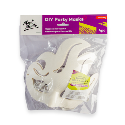 Mont Marte Flame DIY Party Face Masks 4pce Painting Paper Mache Kids