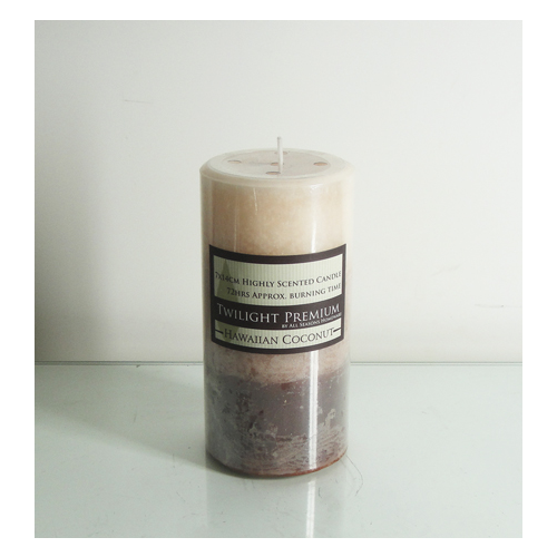  72 Hour Twilight Scented Candle 7x14cm, COCONUT, Premium Range Brown/Cream