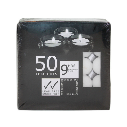 Tea Light Candles 9 Hour Burn, Top Quality, Lead Free & Smoke Free, Tealights 50pce