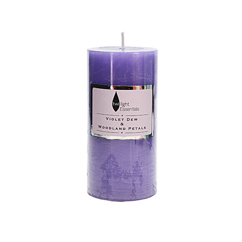 Twilight Essential Pillar Candle Violet Dew & Woodland Petals Scented 6.8x14cm