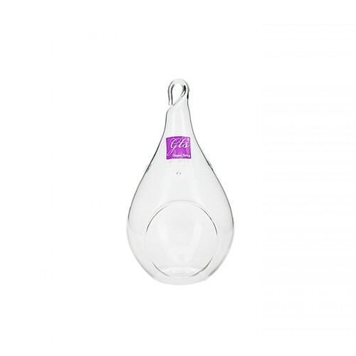 Glass Pear Shape Terrarium 8x13.5cm Hanging Tealight Candle Tealight Holder