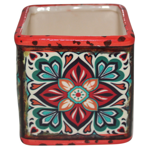 Red Flower Pot Square Mixed 7.5x7.5cm for Succulents, Herbs and Plants