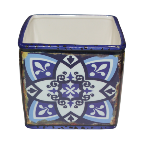 Dark Blue Ceramic Pot Planter 13.5x12.5cm in Urban Turkish/Moroccan Style