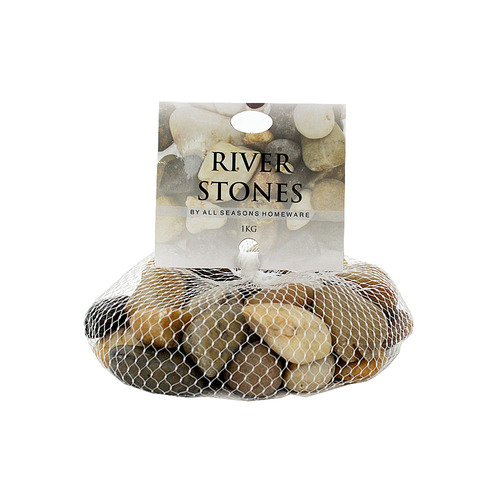 1kg Natural/Mixed River Stones in Bag Various Sizes for Plant & Candle Displays