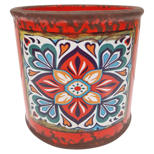 Red 14.5cm Ceramic Pot Planter in Urban Turkish/Moroccan Style