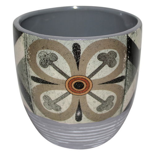 New 1pce Turkish/Urban Inspired Ceramic Flower Pot 13.5x13.2cmH Round  Look [TYPE A]