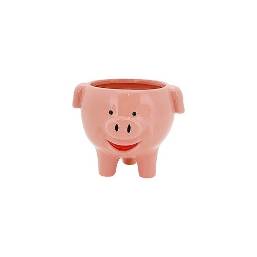 New 1pce Pink Pig Head Ceramic Flower Pot 13.6x11.7x11cm for Herbs or Succulents