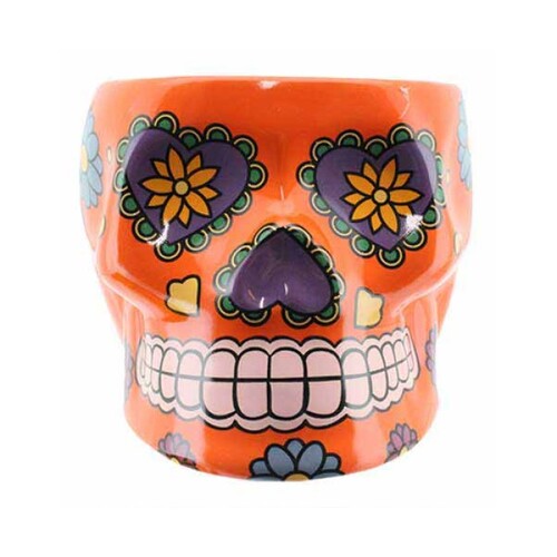 1pce Sugar Skull Flower Ceramic Pot 12x14.5x9.5cm Succulents or Herbs ...