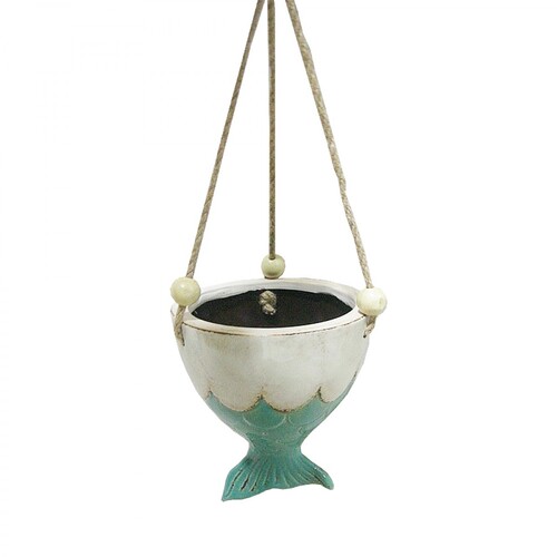 Hanging Mermaid Tail 14.5cm Ceramic Pot Plant for Herbs, Succulents No Hole
