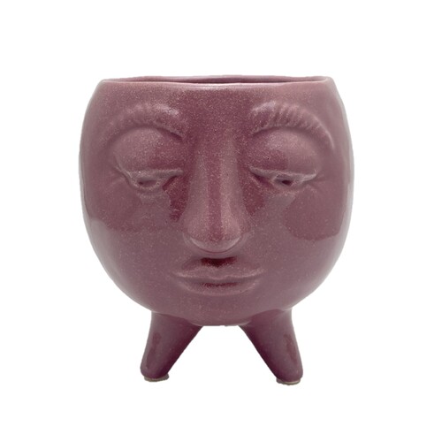 Red Purple Ceramic Pot Head Glazed Ceramic Succulent Herb Planter 14cm