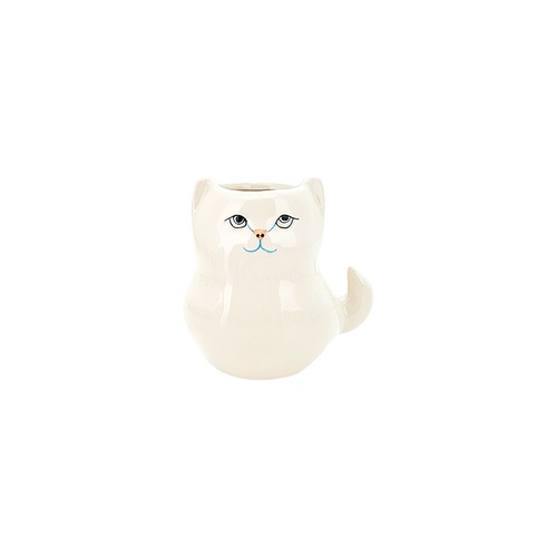 New 1pce White Pot Cat 10.5x7.5x10.5cm Flower Herb Planter Ceramic Cute Kitty