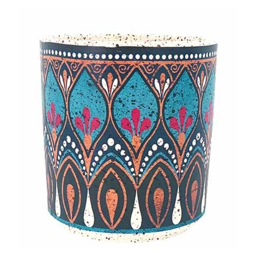 Dark Blue Pot Round Arabesque 10x10x10cm Glazed Ceramic Herbs & Succulents Planter