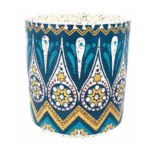 Blue Pot Round Arabesque 12x12x12.5cm Glazed Ceramic Herbs & Succulents Planter
