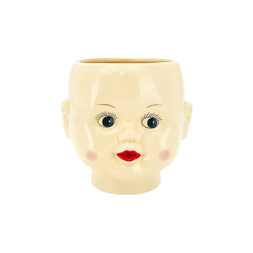 Pot Doll Head 16.5x16.5x16.5cm Glazed Ceramic Planter, Herbs & Succulents