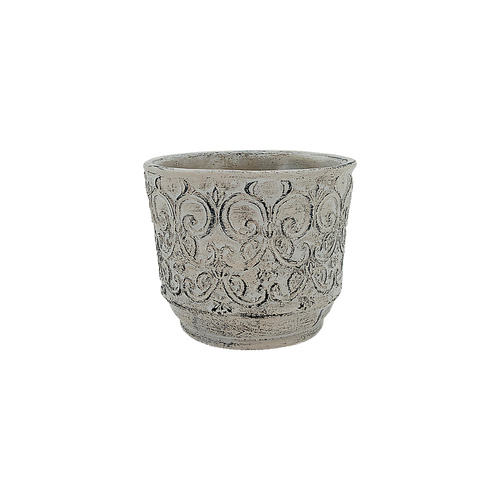 1pce Vintage White Antique Style Flower Pot Cement Deco Round 14x11.5cm Succulent Flower