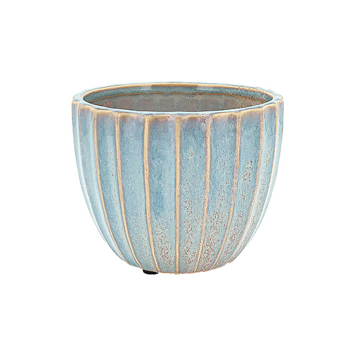 New 1pce Large Antique Style Blue Ceramic Flower Pot 15.5cmx12cm Rustic Finish