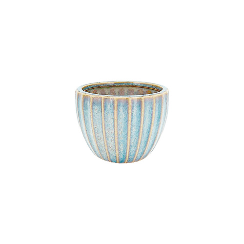 New 1pce Small Antique Style Blue Ceramic Flower Pot 12.5cm x 10cm Rustic Finish
