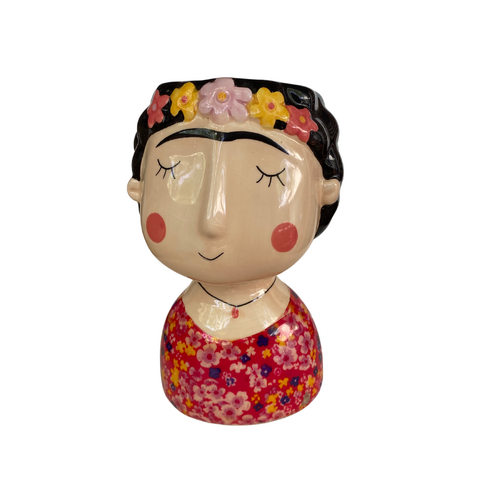 Frida Kahlo Head Pot Planter, Glazed Ceramic Mexican Style Flower 19cm Medium 1pce
