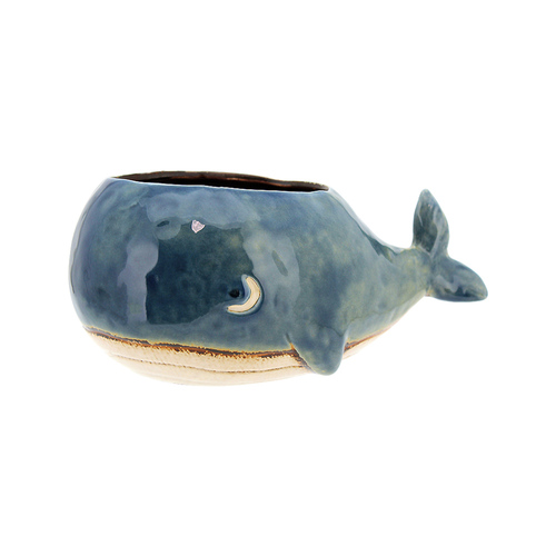 1pce Ceramic Planter Blue Whale Cute (No Hole) 24x13.5x11cm Flower Pot Succulent