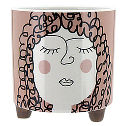 Man/Girl Hair Pot Head Ceramic Plant Planter with Feet 10.2x10.8cmH