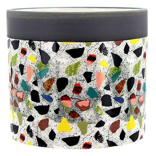 Rainbow White Back Ceramic Pot Plant Planter Mosaic Terrazzo Design 13.5x12cm Succulent