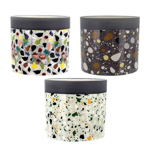3pce Set Ceramic Pot Planters Mosaic Terrazzo Design 13.5x12cm for Succulents