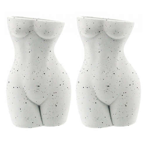2x Vase Body Pots Set Figure Woman 21.5cm Ceramic Planter Succulents & Flowers