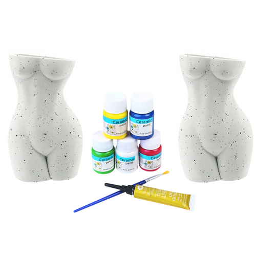 Pot Painting Kit Ceramic Bust Body Vase DIY Easy Decoration for Plants 9pce