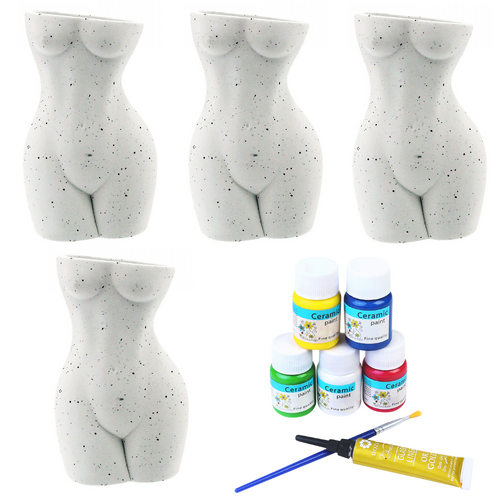 Pot Painting Kit Ceramic Bust Body Vase DIY Easy Decoration for Plants 11pce
