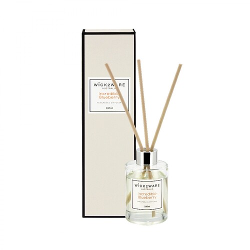 Wick2Ware 100ml Luxury Diffuser Blueberry Scented w/Reed Sticks In Gift Box Aroma