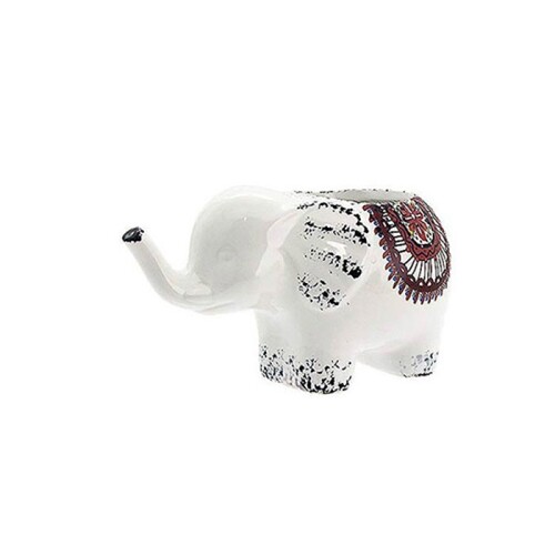 Red Pot Elephant 17x9x10cm Trunk Up Goodluck for Flowers, Plants, Herbs